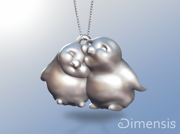 Love Birds Pendant in Polished Silver