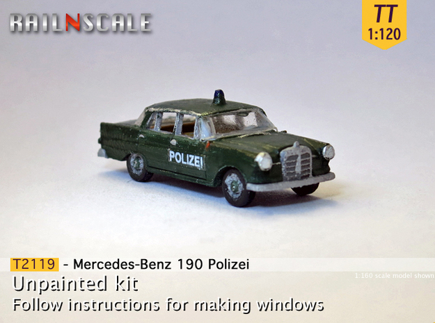 Mercedes-Benz 190 Polizei (TT 1:120) in Tan Fine Detail Plastic