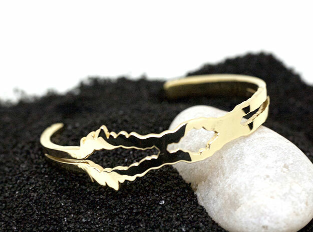 I Love You Sound Wave | Wrist Cuff in 14k Gold Plated Brass: Large