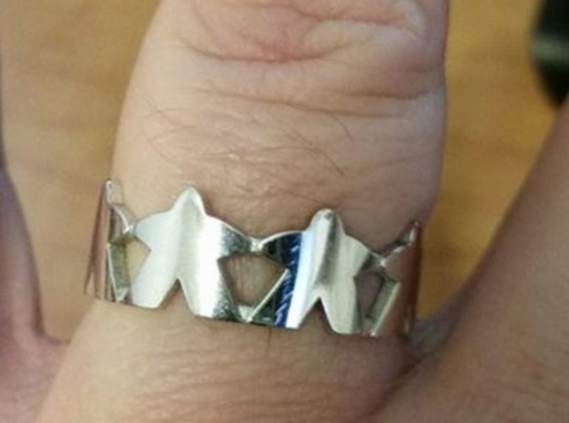 Meeple ring, size 13 1/2 (US) / 71 (ISO) in Rhodium Plated Brass