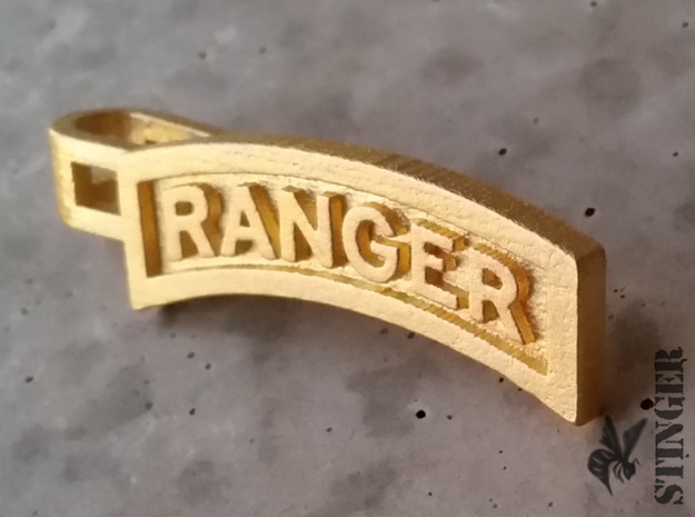 Ranger Tab Tie Bar in Polished Gold Steel