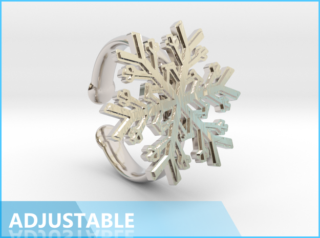 Snowflake Ring 1 d=16.5mm Adjustable h35d165a in Rhodium Plated Brass