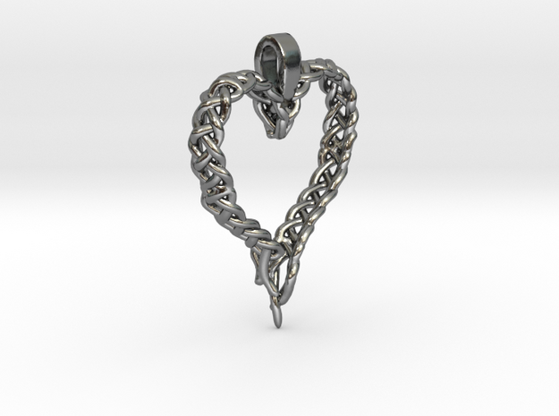Celtic Unraveled Heart  in Polished Silver