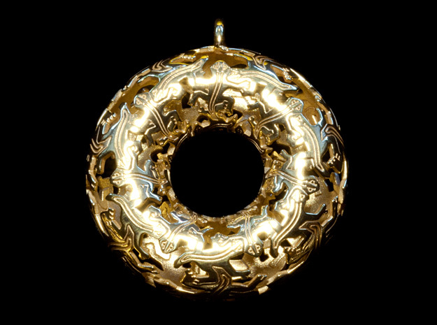 Reptiles Large Pendant - 2.5 Inch. in 18k Gold Plated Brass
