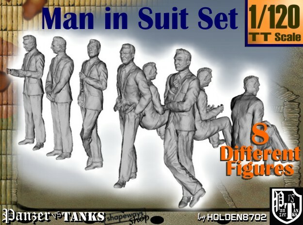 1-120 Man In Suit SET in Tan Fine Detail Plastic