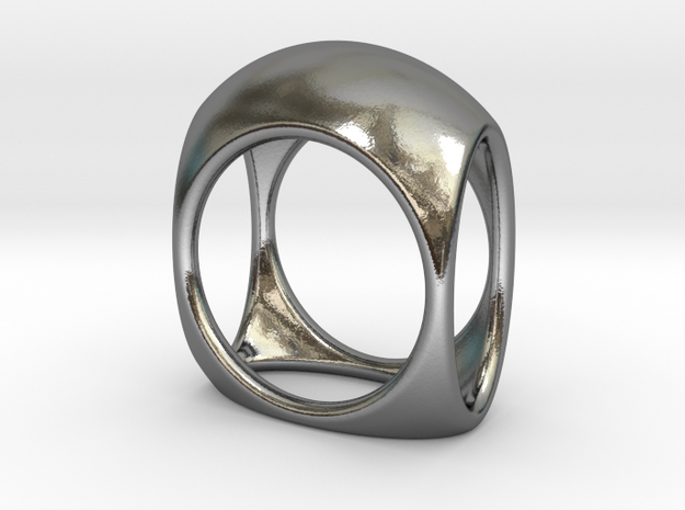 Square Ring model B - size 10 in Polished Silver