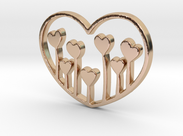 Heart's Garden Pendant - Amour Collection in 14k Rose Gold Plated Brass