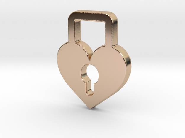 Heart Lock Pendant - Amour Collection in 14k Rose Gold Plated Brass