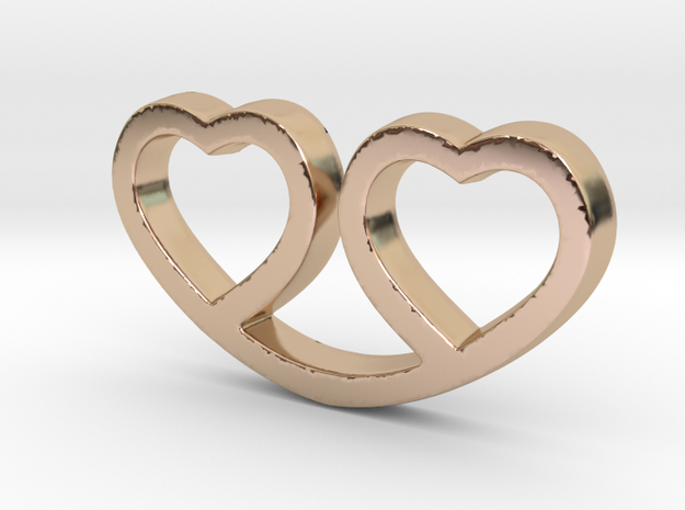 Two Hearts Together Pendant - Amour Collection in 14k Rose Gold Plated Brass