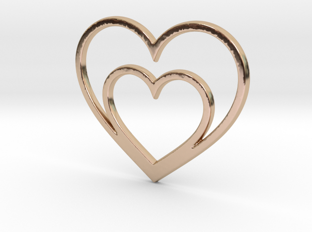 One Heart for Two Pendant - Amour Collection in 14k Rose Gold Plated Brass