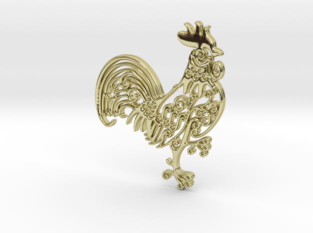 Rooster_Pendant in 18k Gold Plated Brass