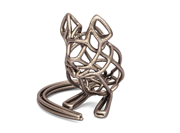 Mouse Wireframe keychain in Polished Bronzed Silver Steel