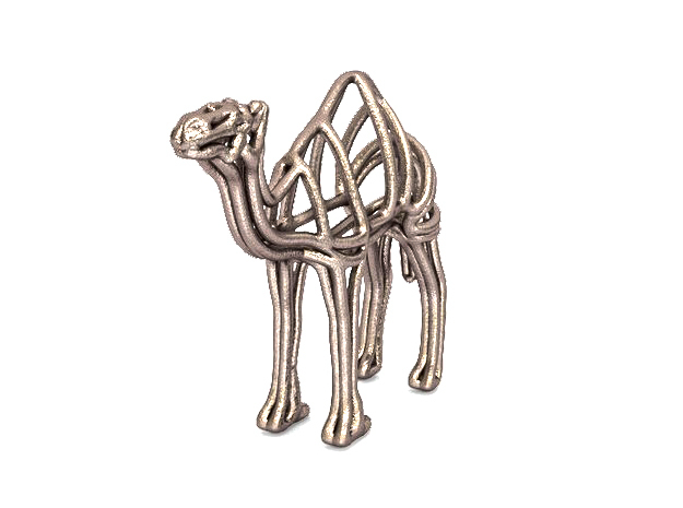 Camel Wireframe Keychain  in Polished Bronzed Silver Steel