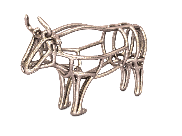 Bull Wireframe keychain in Polished Bronzed Silver Steel