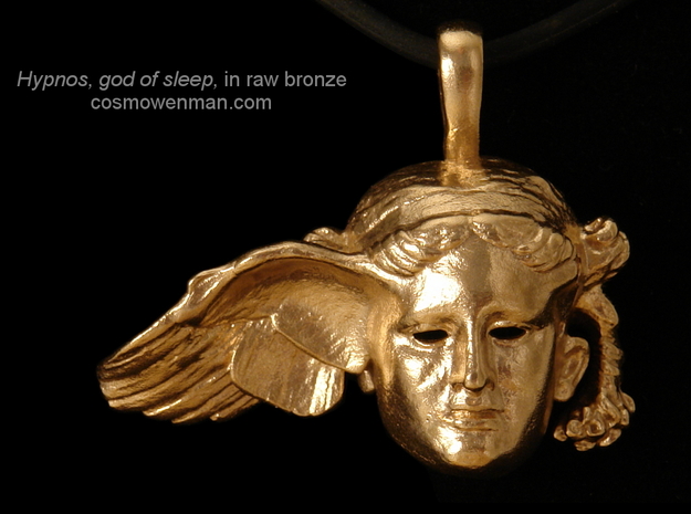 Hypnos, god of sleep, pendant in Natural Bronze