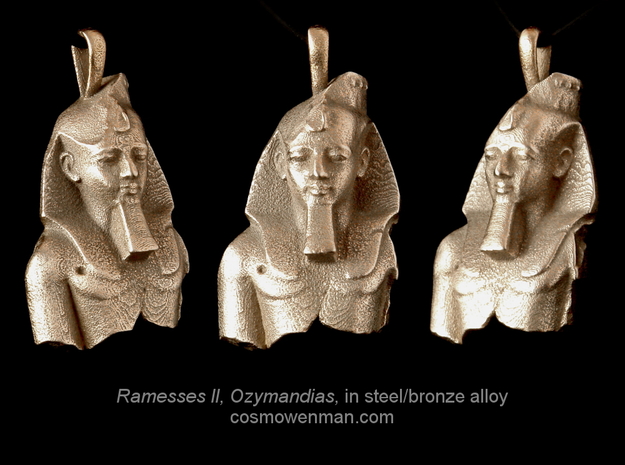Steel Ramesses II, Ozymandias pendant in Polished Bronzed Silver Steel