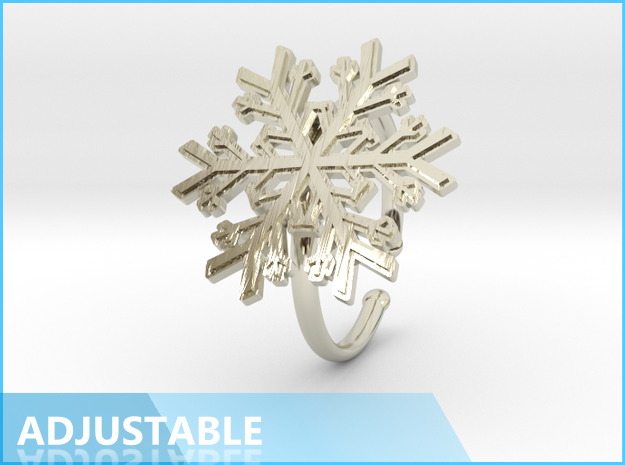 Snowflake Ring 1 d=19.5mm Adjustable h21d195a in 14k White Gold