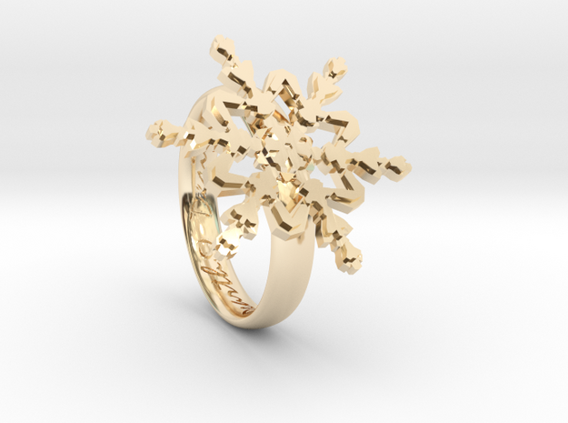 Snowflake Ring 2 d=16.5mm h35d165 in 14k Gold Plated Brass