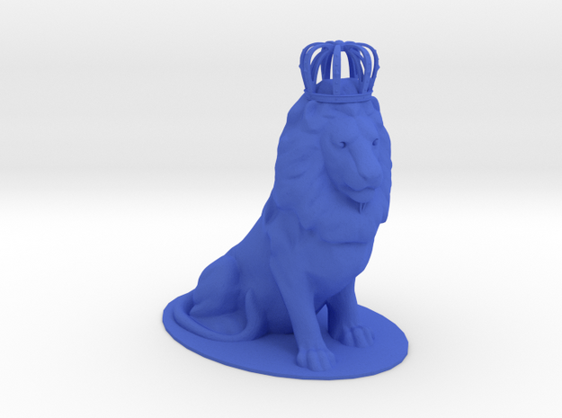 The King - Crowned Lion in Blue Processed Versatile Plastic