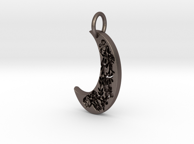 Floral moon  in Polished Bronzed Silver Steel