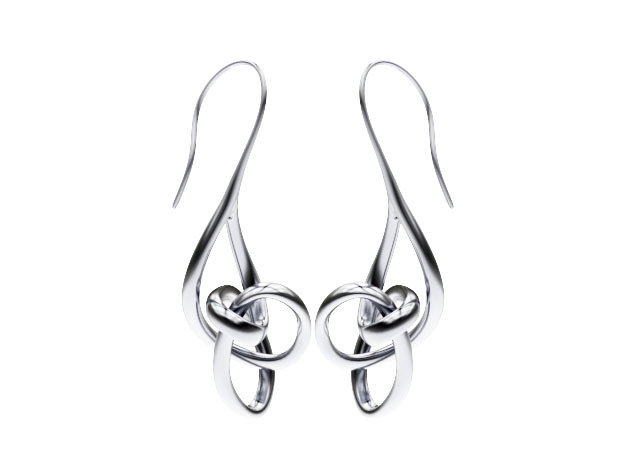 Treble Clef Earrings in Polished Silver