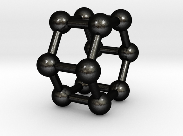 0423 Hexagonal Prism (a=1cm) #003 in Matte Black Steel