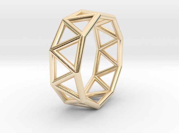0424 Nonagonal Antiprism (a=1cm) #001 in 14K Yellow Gold