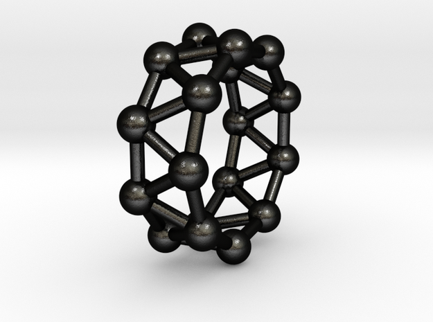 0426 Nonagonal Antiprism (a=1cm) #003 in Matte Black Steel
