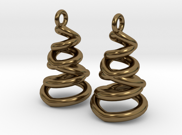 Phased Spiral Earrings in Polished Bronze