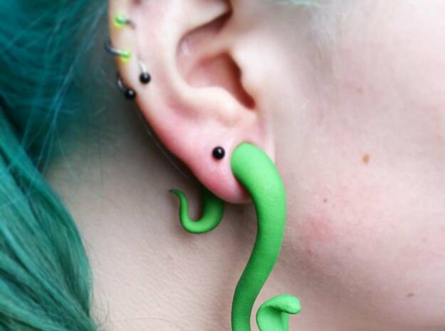 Cobra ear plug (left ear) in Green Processed Versatile Plastic: Medium