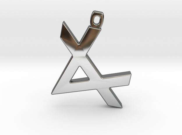 Letter ALEPH - Paleo Hebrew - With Chain Loop in Fine Detail Polished Silver