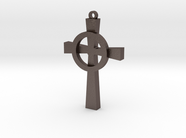 Celtic Cross 4 in Polished Bronzed Silver Steel