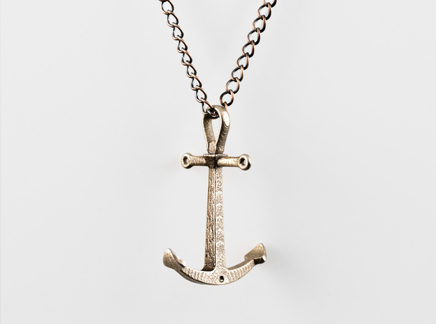 Anchor Necklace - Authentic in Polished Bronzed Silver Steel