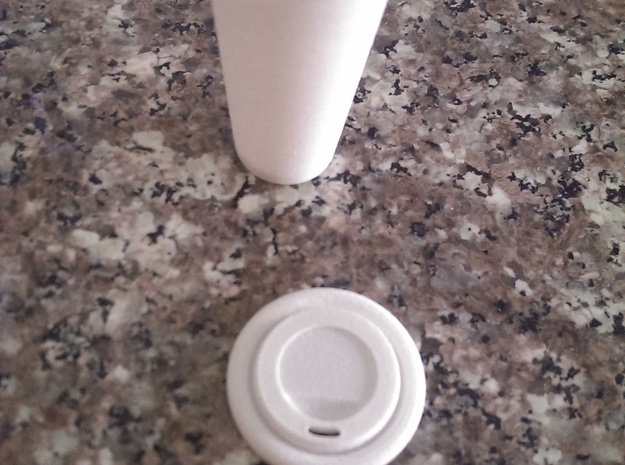 BJD Doll Coffee Cup and Lid in White Processed Versatile Plastic