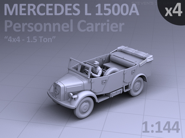 Mercedes L 1500 A - PERSONNEL CARRIER - (4 pack) in Smooth Fine Detail Plastic