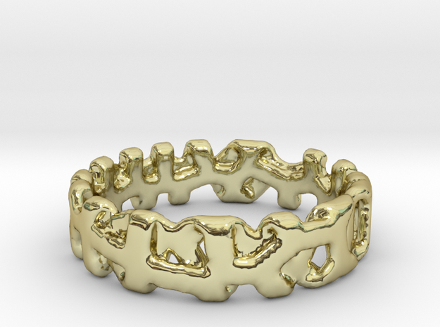 Voronoi 1 Design Ring Ø 19 mm/Ø 0.748 inch in 18k Gold Plated Brass