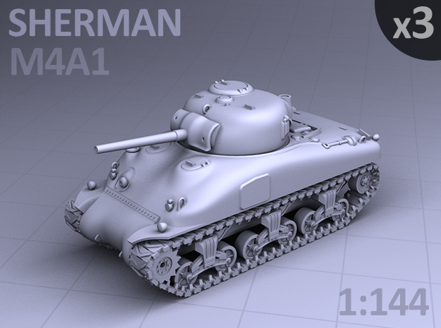 SHERMAN M4a1 TANK - (3 pack) in Tan Fine Detail Plastic