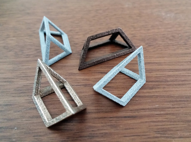 Material Sample - 'Impossible' Pyramid Puzzle Piec in Polished Bronzed Silver Steel
