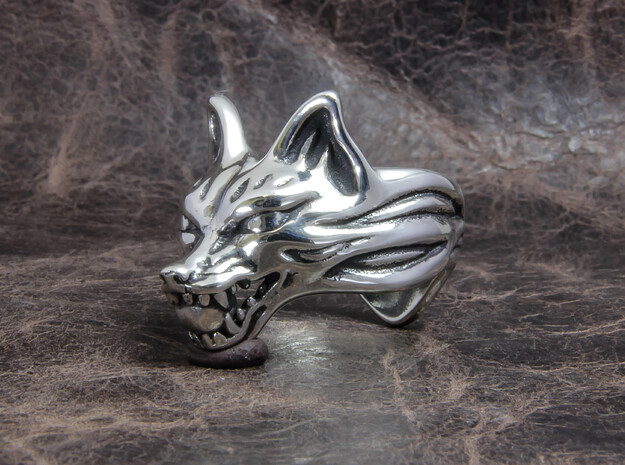Fox (Oinari san) "orb" Ring in Polished Silver: 10 / 61.5