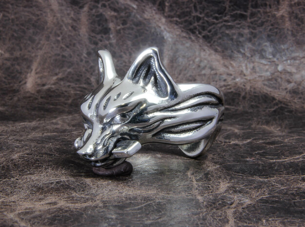 Fox (Oinari san) "Key" Ring in Polished Silver: 10 / 61.5