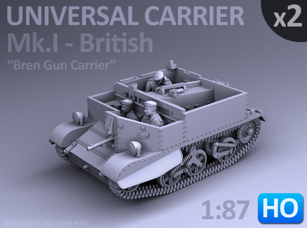Universal Carrier Mk.I - (1:87 HO) - (2 Pack) in Tan Fine Detail Plastic