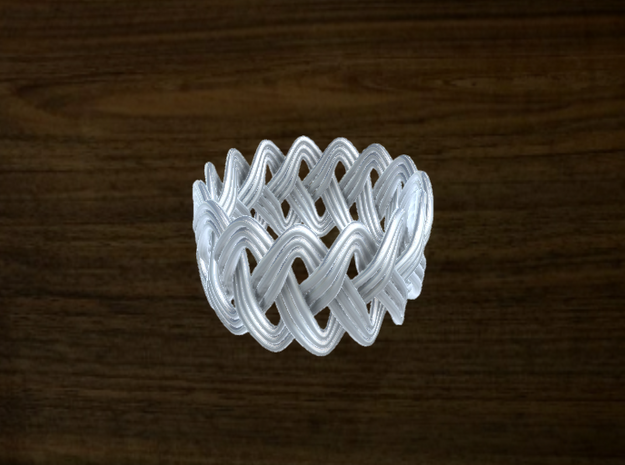 Turk's Head Knot Ring 3 Part X 15 Bight - Size 10 in White Natural Versatile Plastic