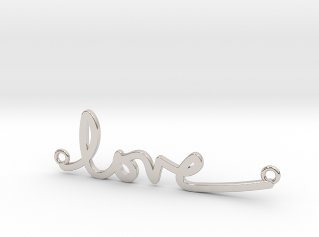 Love Handwriting Necklace in Rhodium Plated Brass