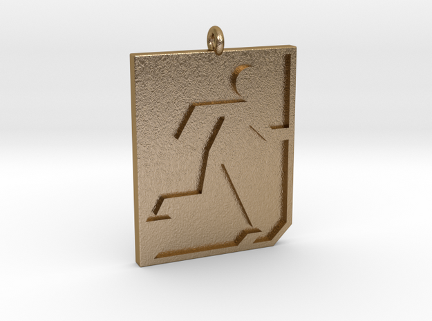Emergency Exit Pendant in Polished Gold Steel