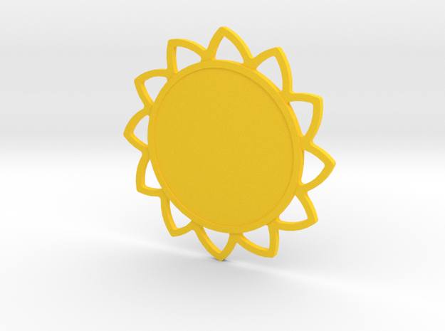 Custom Mandala Pendant Sunflower in Yellow Processed Versatile Plastic