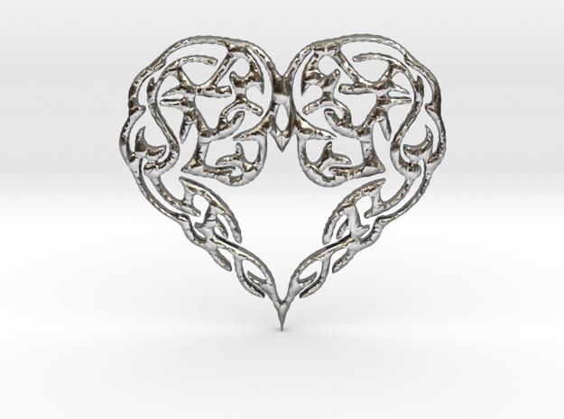 Heart Knot Amulet in Polished Silver