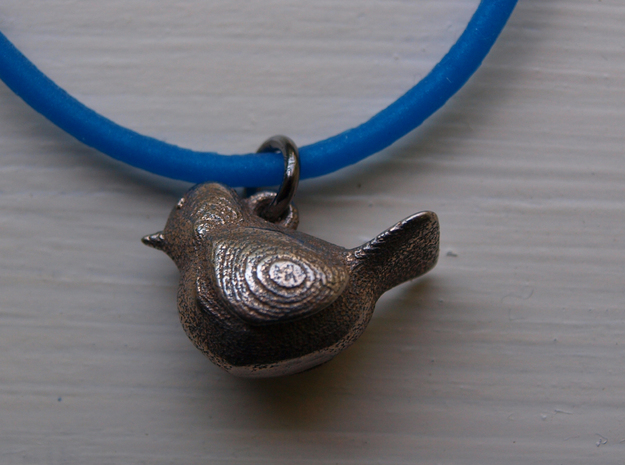 Little Bird Charm in Polished Bronzed Silver Steel