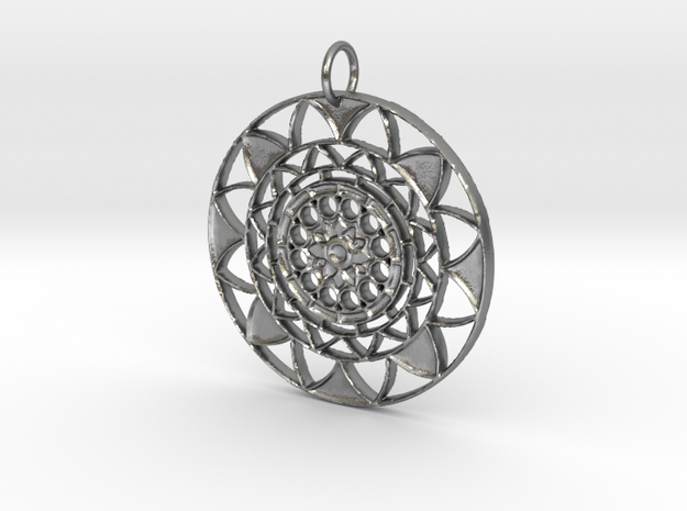 Sun Mandala pendant in Natural Silver