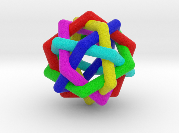0452 Interwoven Set of Six Pentagons (d=3.3 cm) in Full Color Sandstone