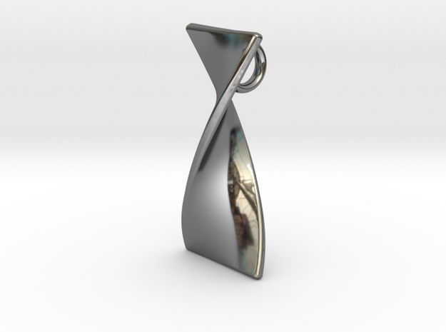 Twisty 180 polished pendant 3cm tall in Fine Detail Polished Silver